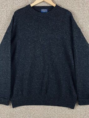 Pendleton Sweater Mens XXL 100% Shetland Wool Crew Charcoal Heather Black T425